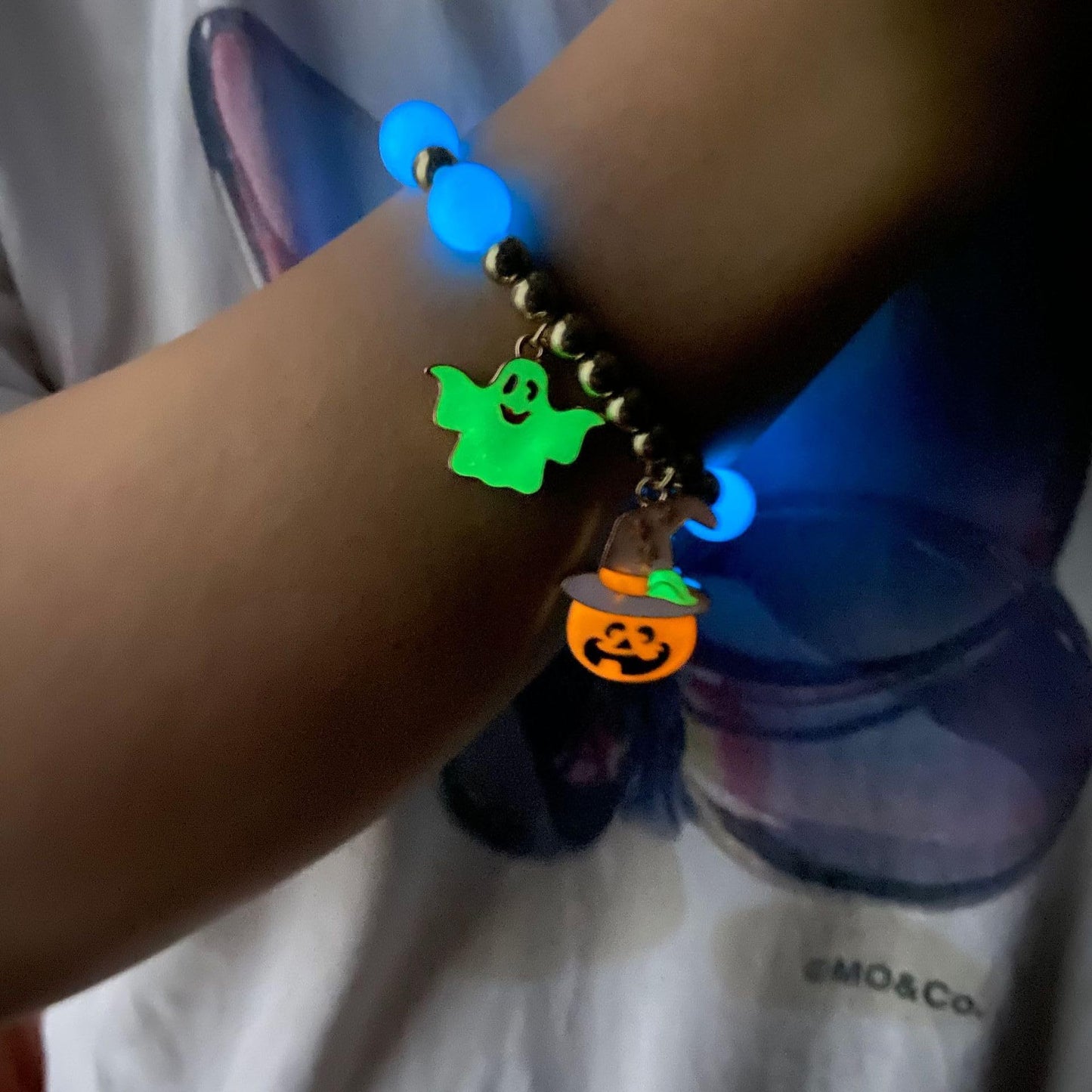 Halloween Vintage Bracelet Pumpkin Head Witch Hat Kitten Geometric Gothic Natural Stone Multicolor Beaded Bracelet Woman Party Prom Halloween